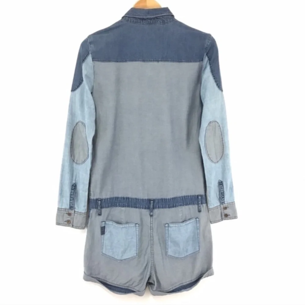 PAIGE Demin Blue Long Sleeve Romper w/ pockets - M